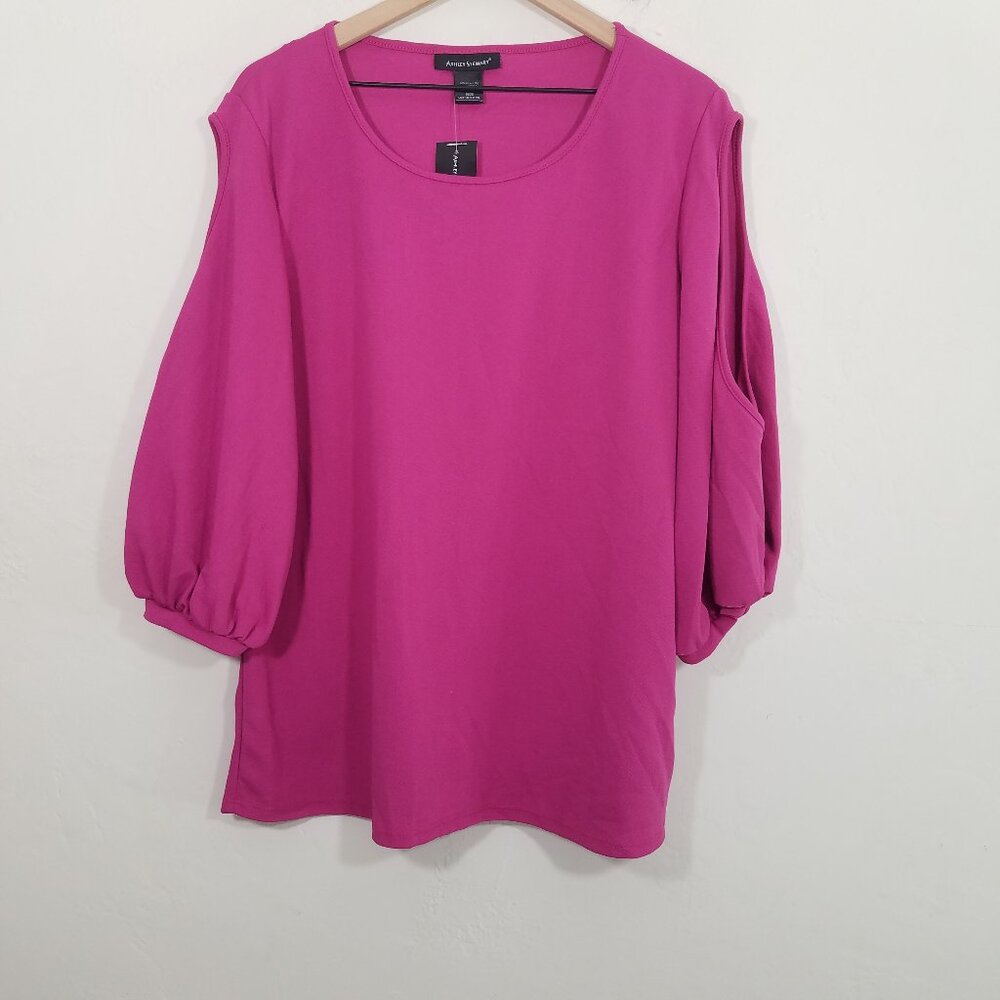 NWT Ashley Stewart Fushia Top Blouse Size 18/20